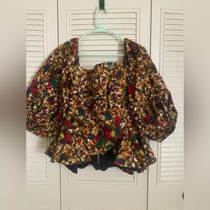 Grass-Fields Elma Peplum Top colorful vibrant floral
